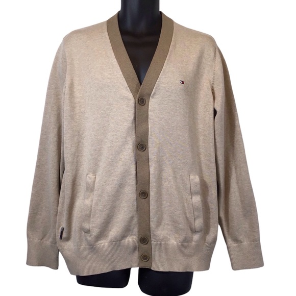 Tommy Hilfiger Mens Button Up Cardigan Size XL Knit Long Sleeve Sweater Academia - Picture 14 of 14